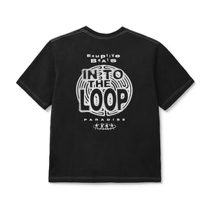 INTO THE LOOP TEE BLACK ACID WASH