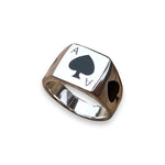 CARD RING WITH BLACK RESIN IN SILVER