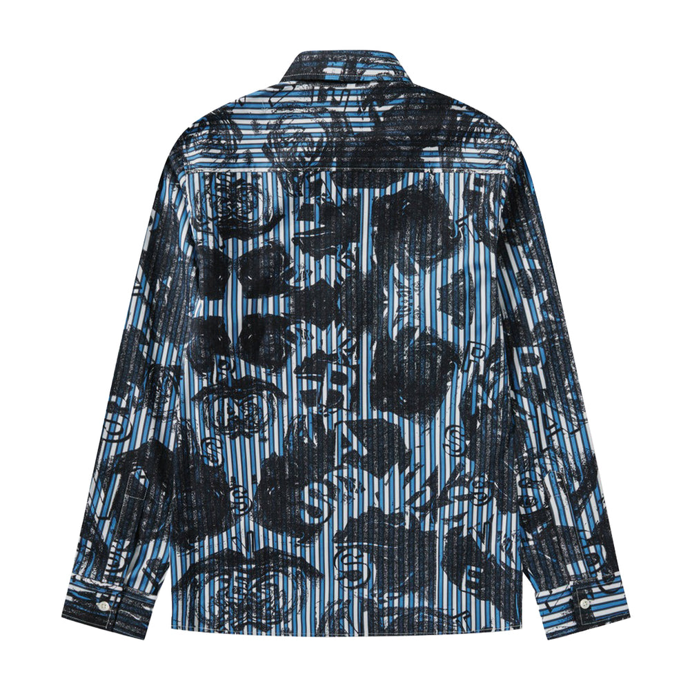 MEN ROSES ALL OVER PRINT SHIRT WOVEN BLUE