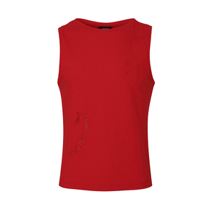 RHINESTONE DRAWING SLEEVELESS TOP RED