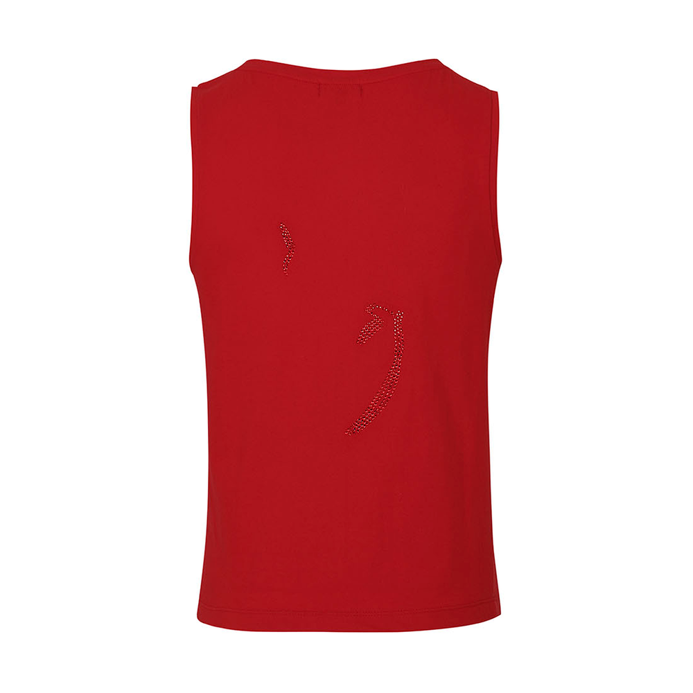 RHINESTONE DRAWING SLEEVELESS TOP RED