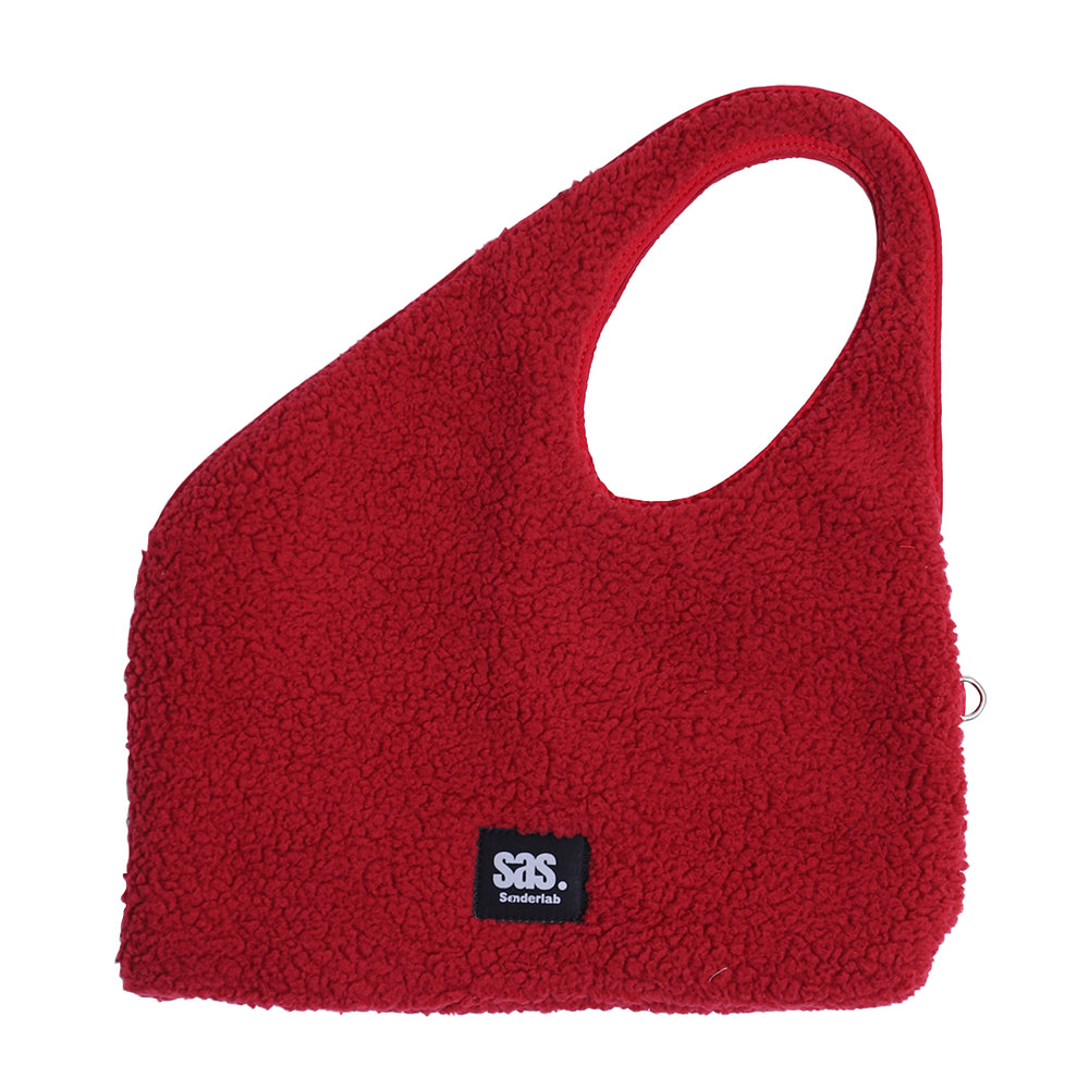 Rectangle Fur Shoulder Bag & Clutch Red