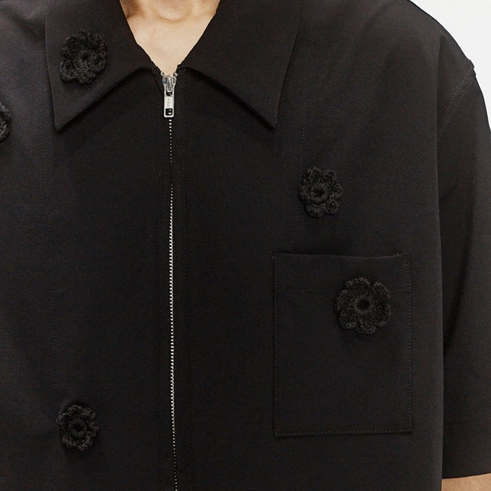 ZIP UP BOX SHIRT BLACK