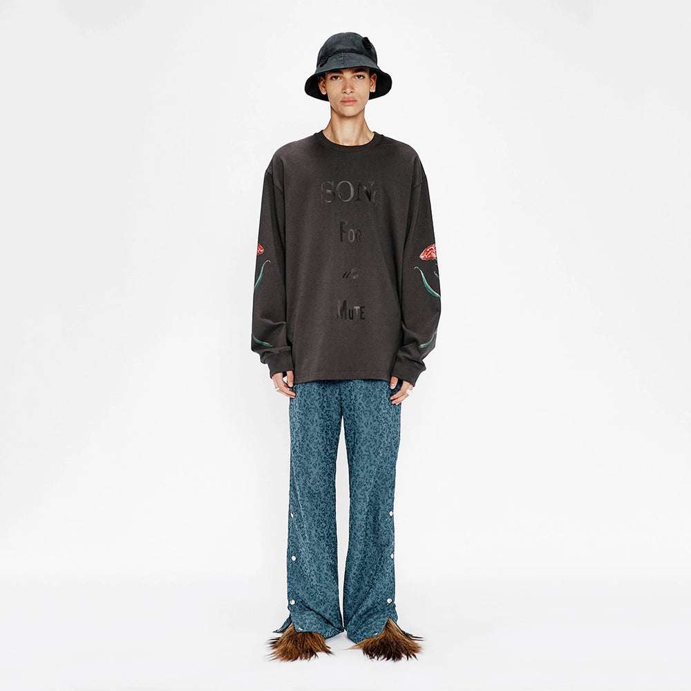 SFTM'' OVERSIZED CREW NECK PULLOVER WASHED BLACK