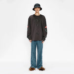 SFTM'' OVERSIZED CREW NECK PULLOVER WASHED BLACK