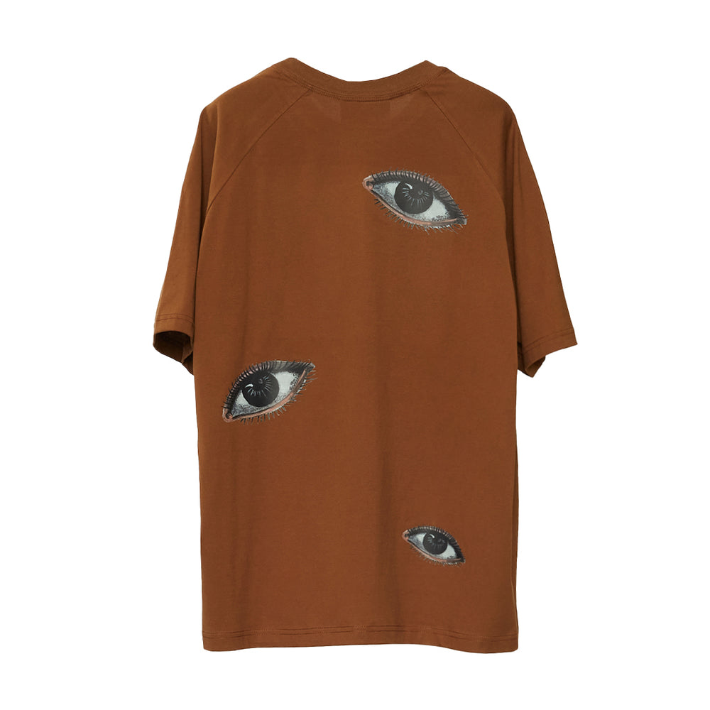 'FALLING EYES'' RAGLAN TEE BROWN