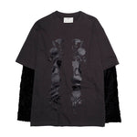 'BLACK FOLIAGE'' DOUBLE LAYERED TEE WASHED BLACK