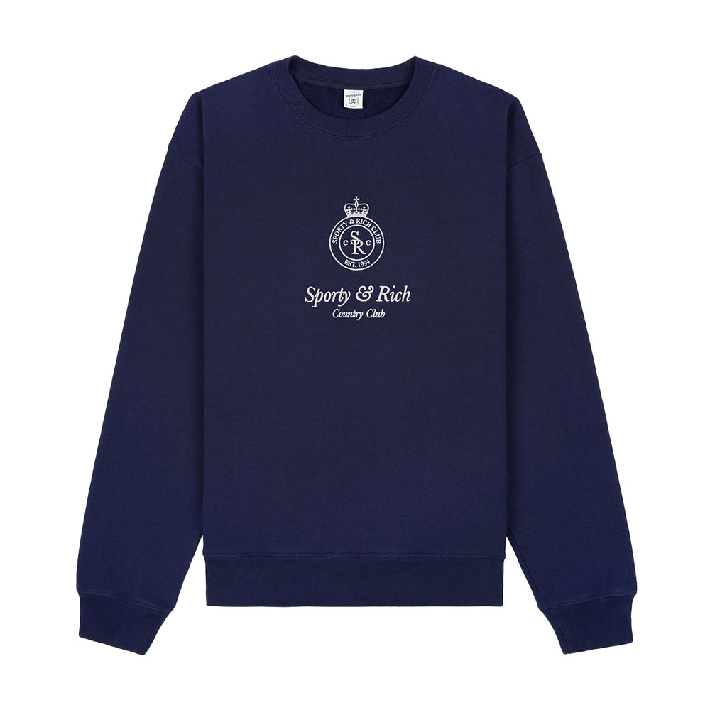 Crown Embroidered Crewneck Navy