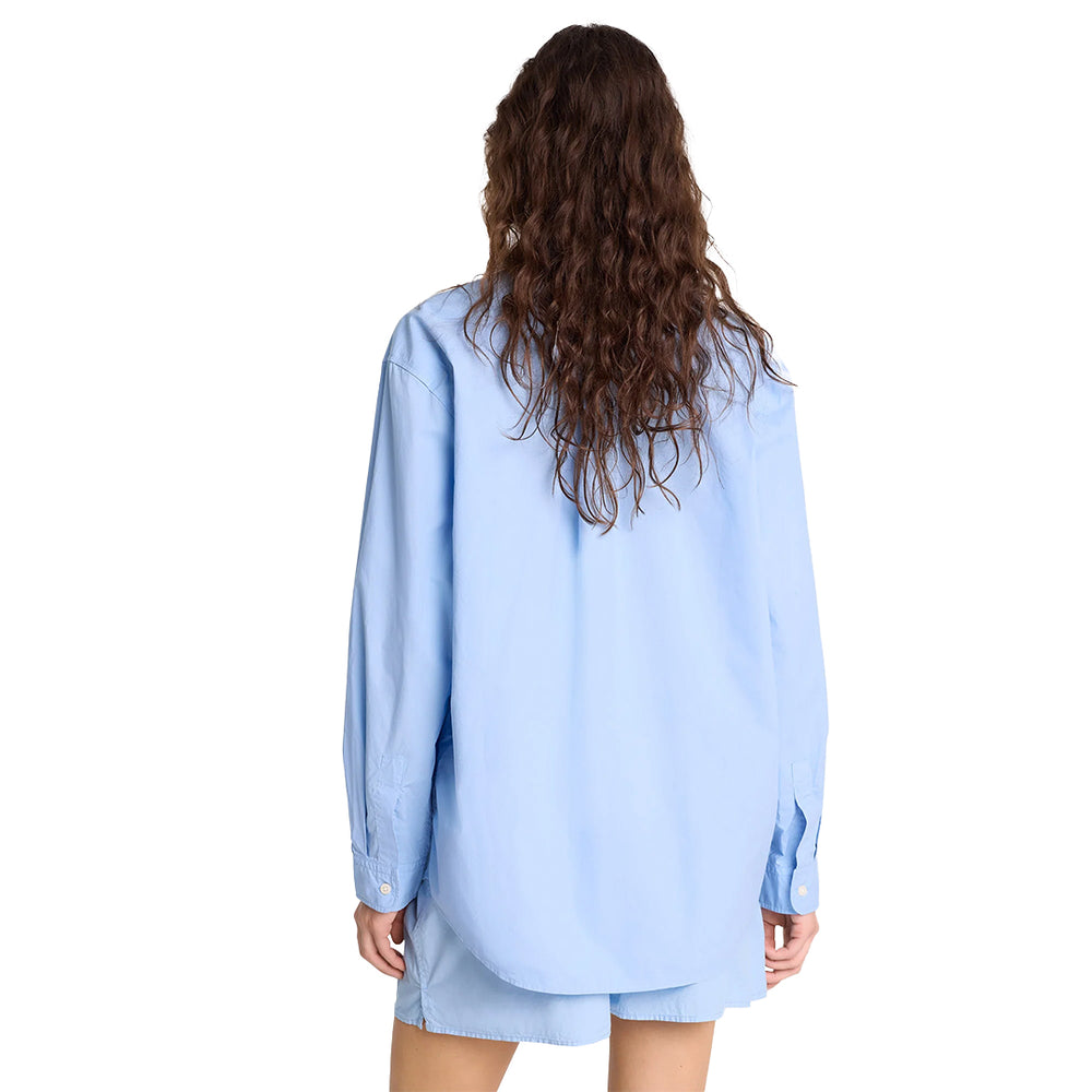 SRC Embroidered Oversized Shirt Sky Blue/White