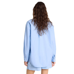 SRC Embroidered Oversized Shirt Sky Blue/White