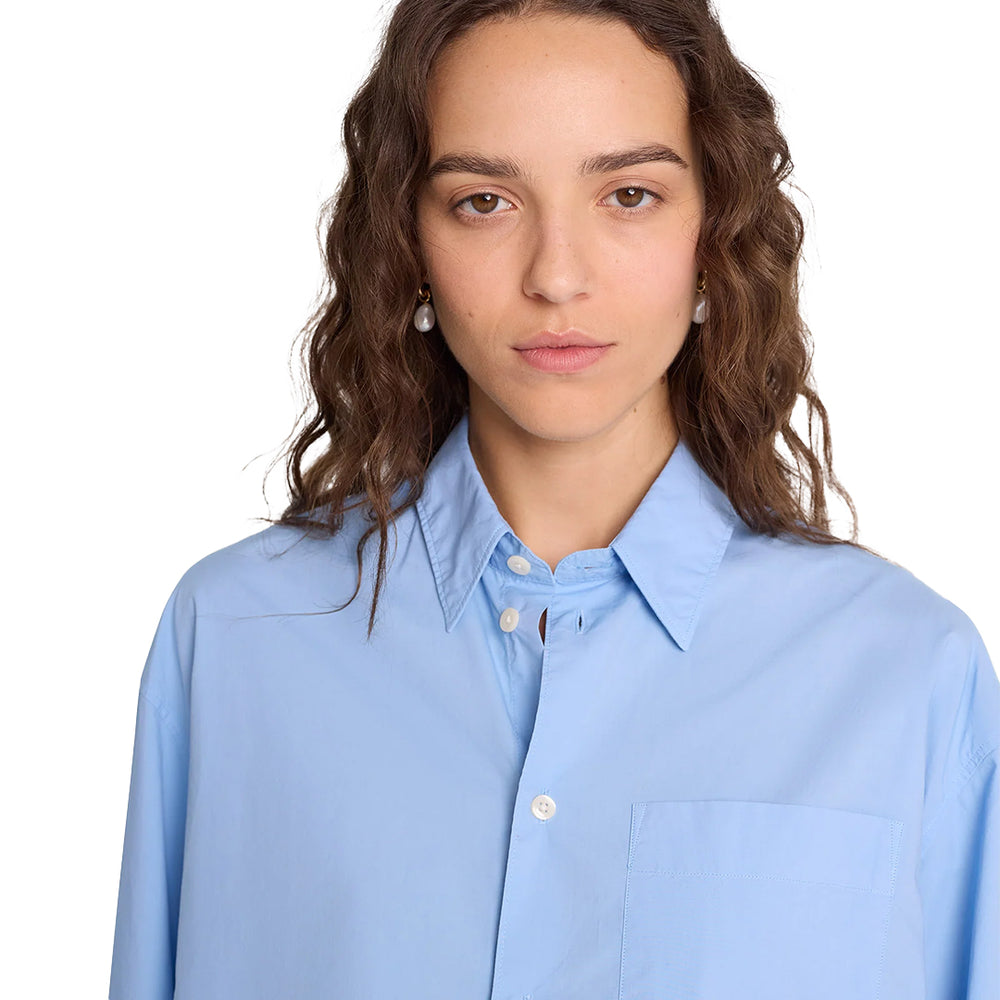 SRC Embroidered Oversized Shirt Sky Blue/White