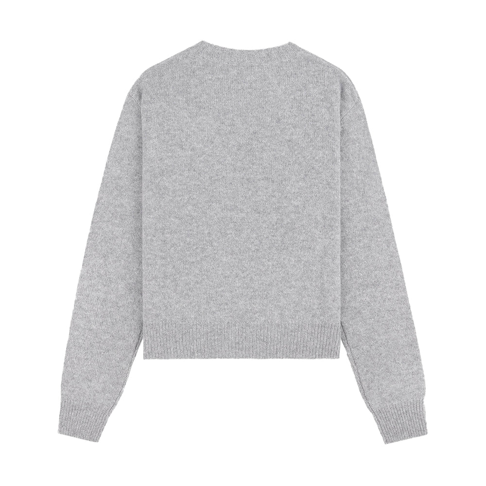 Vendome Script Wool Cashmere Crewneck Heather Gray