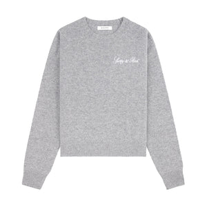 Vendome Script Wool Cashmere Crewneck Heather Gray