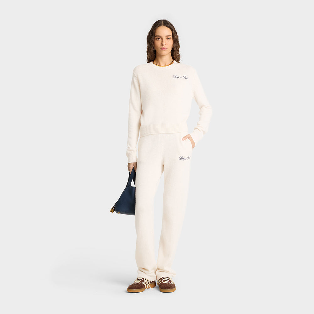 Vendome Script Wool Cashmere Crewneck Cream