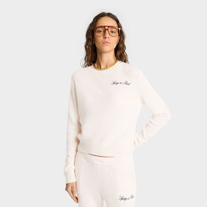 Vendome Script Wool Cashmere Crewneck Cream