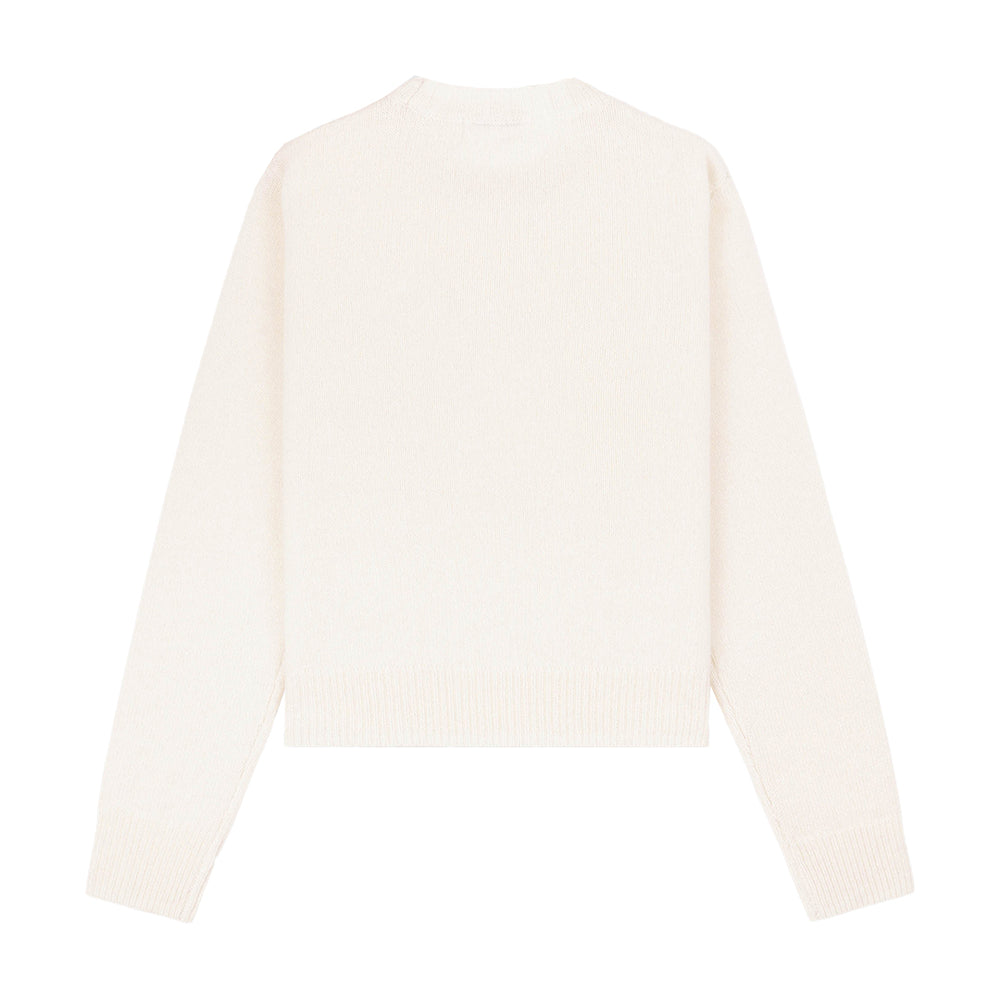 Vendome Script Wool Cashmere Crewneck Cream