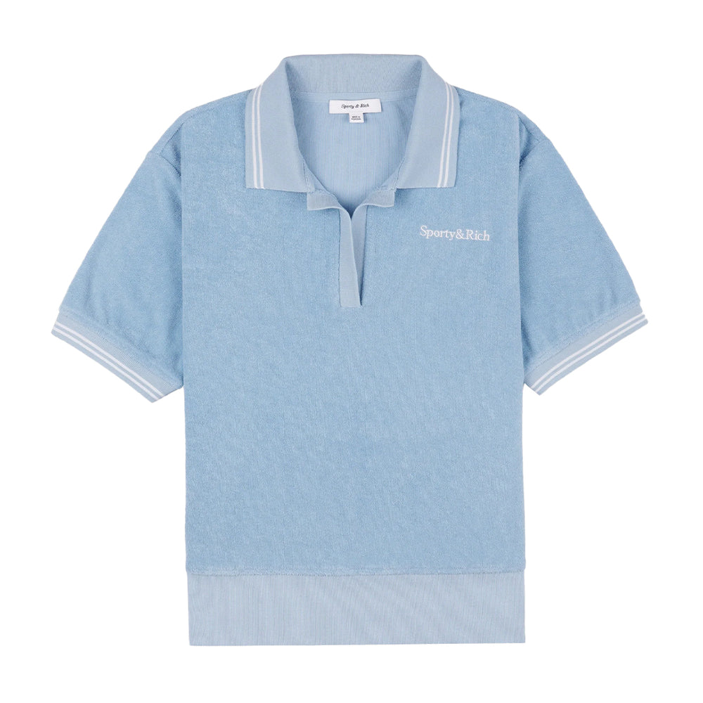 Serif Logo Terry Polo Sky Blue/White