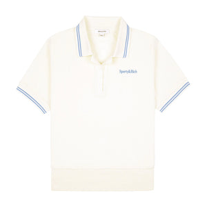 Serif Logo Terry Polo Coconut/Sky Blue