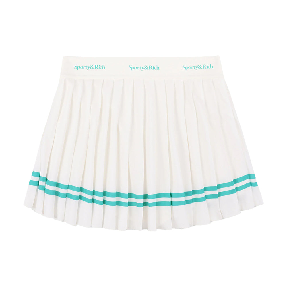 Serif Logo Pleated Skirt Coconut/Caribbean