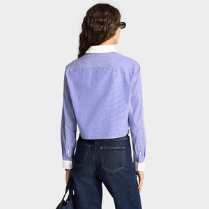 SRC Cropped Shirt White/Blue Stripe