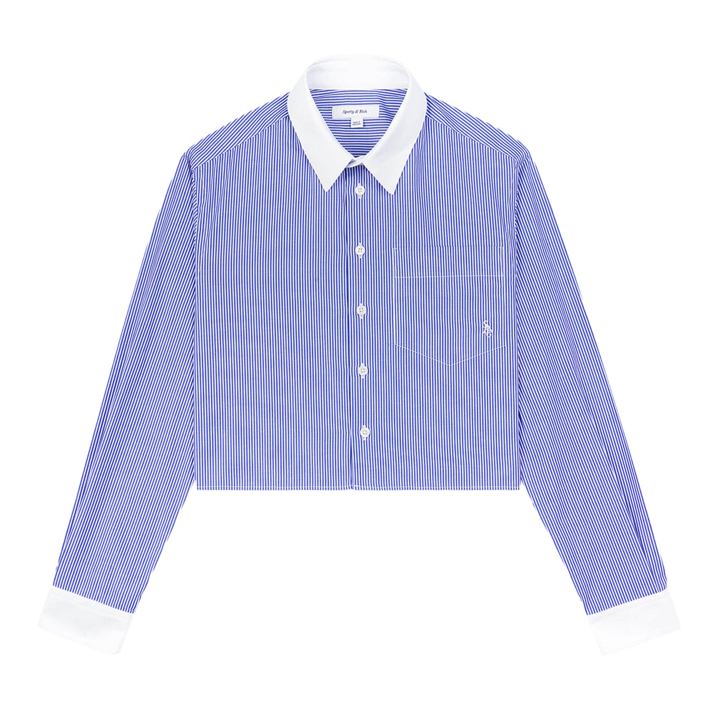 SRC Cropped Shirt White/Blue Stripe