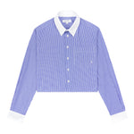 SRC Cropped Shirt White/Blue Stripe