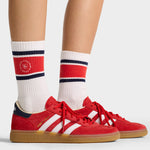 Serif Logo Striped Socks White