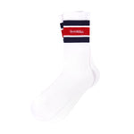 Serif Logo Striped Socks White