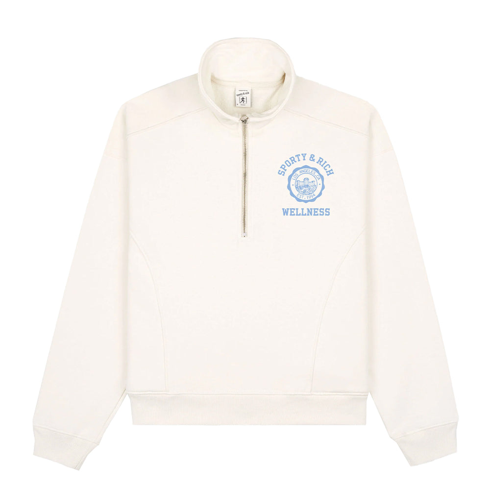 Emblem Quarter Zip Coconut/Sky Blue