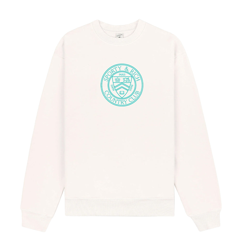 Connecticut Crest Crewneck Coconut/Caribbean