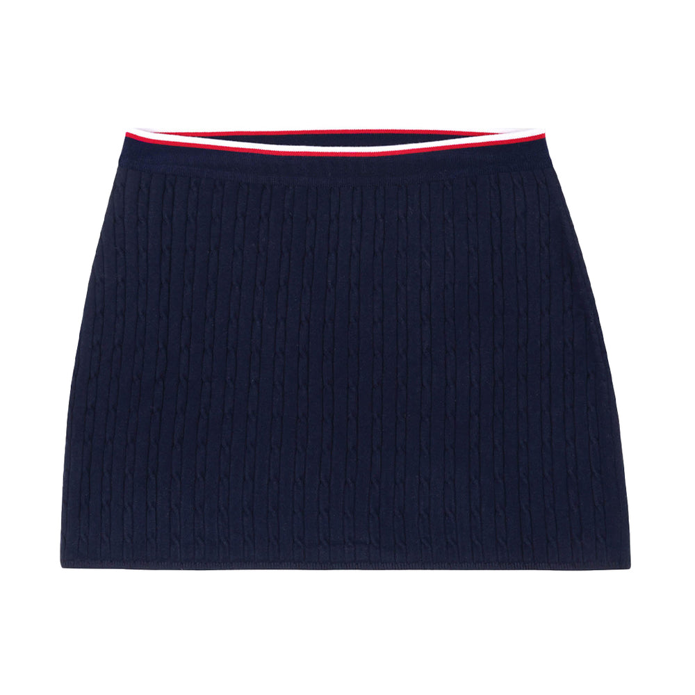 Serif Logo Mini Cable Skirt Navy