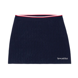 Serif Logo Mini Cable Skirt Navy