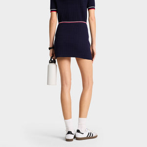 Serif Logo Mini Cable Skirt Navy