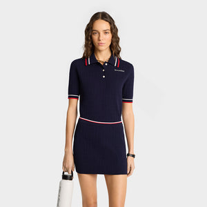 Serif Logo Mini Cable Skirt Navy
