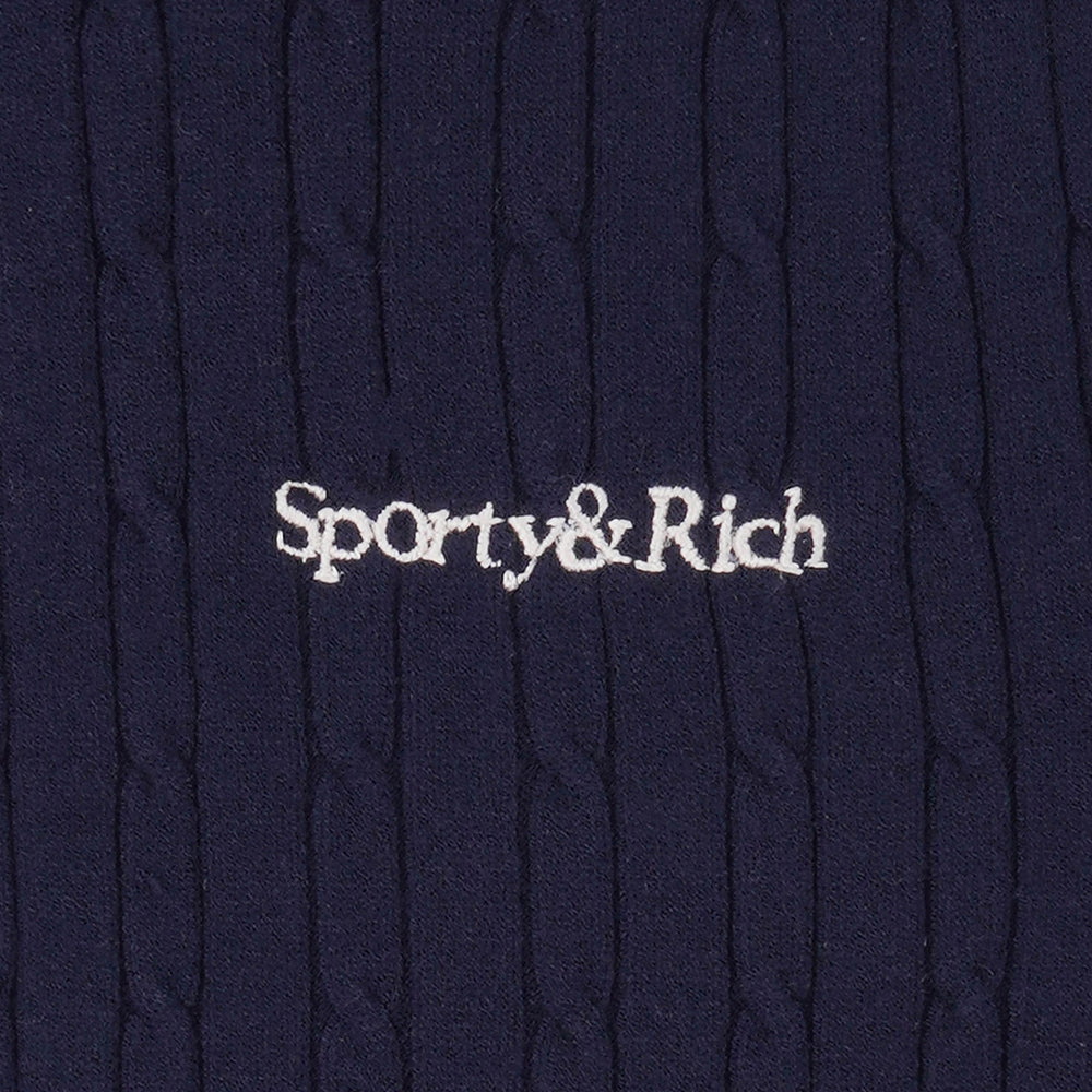 Serif Logo Mini Cable Polo Navy