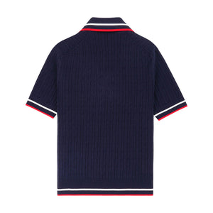 Serif Logo Mini Cable Polo Navy