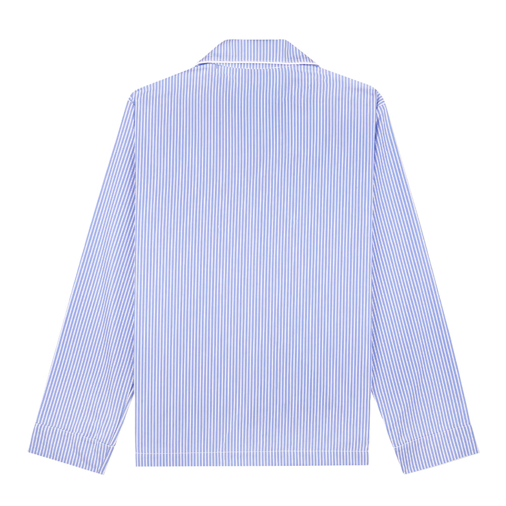 Hotel du Cap Cursive Pyjama Top Blue/White Thin Stripe