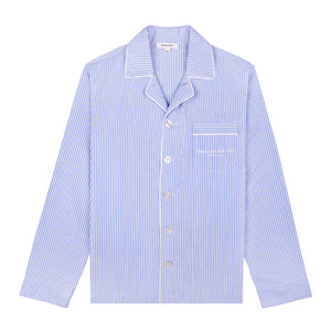 Hotel du Cap Cursive Pyjama Top Blue/White Thin Stripe