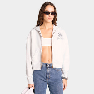 Vendome Resort Cropped Zip Hoodie Heather Grey