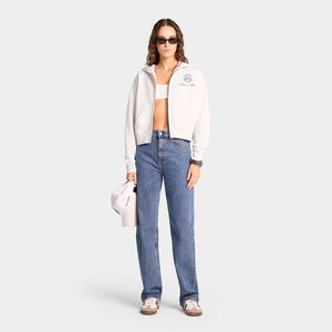 Vendome Resort Cropped Zip Hoodie Heather Grey