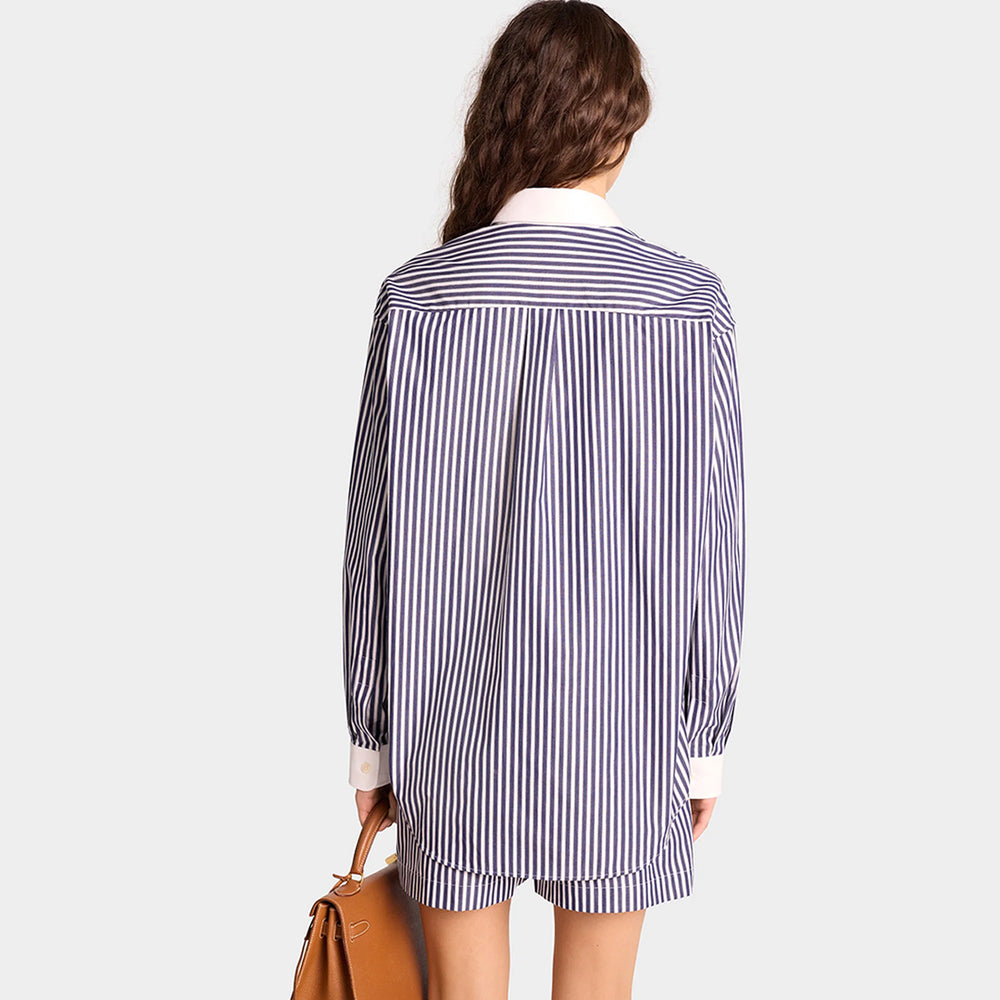 
            
                Load image into Gallery viewer, Vendome Oversize Shirt Navy Stripe
            
        