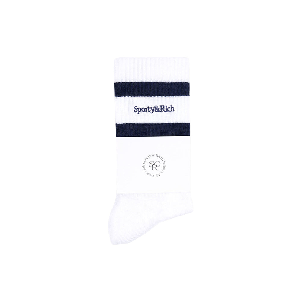 Serif Logo Socks White