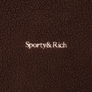 Serif Logo Sherpa Quarter Zip Chocolate