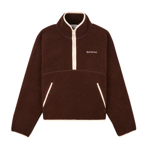 Serif Logo Sherpa Quarter Zip Chocolate