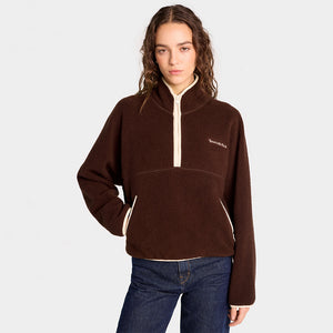 Serif Logo Sherpa Quarter Zip Chocolate