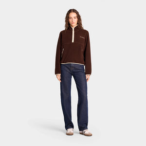 Serif Logo Sherpa Quarter Zip Chocolate