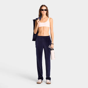NY Crest Velour Track Pants Navy