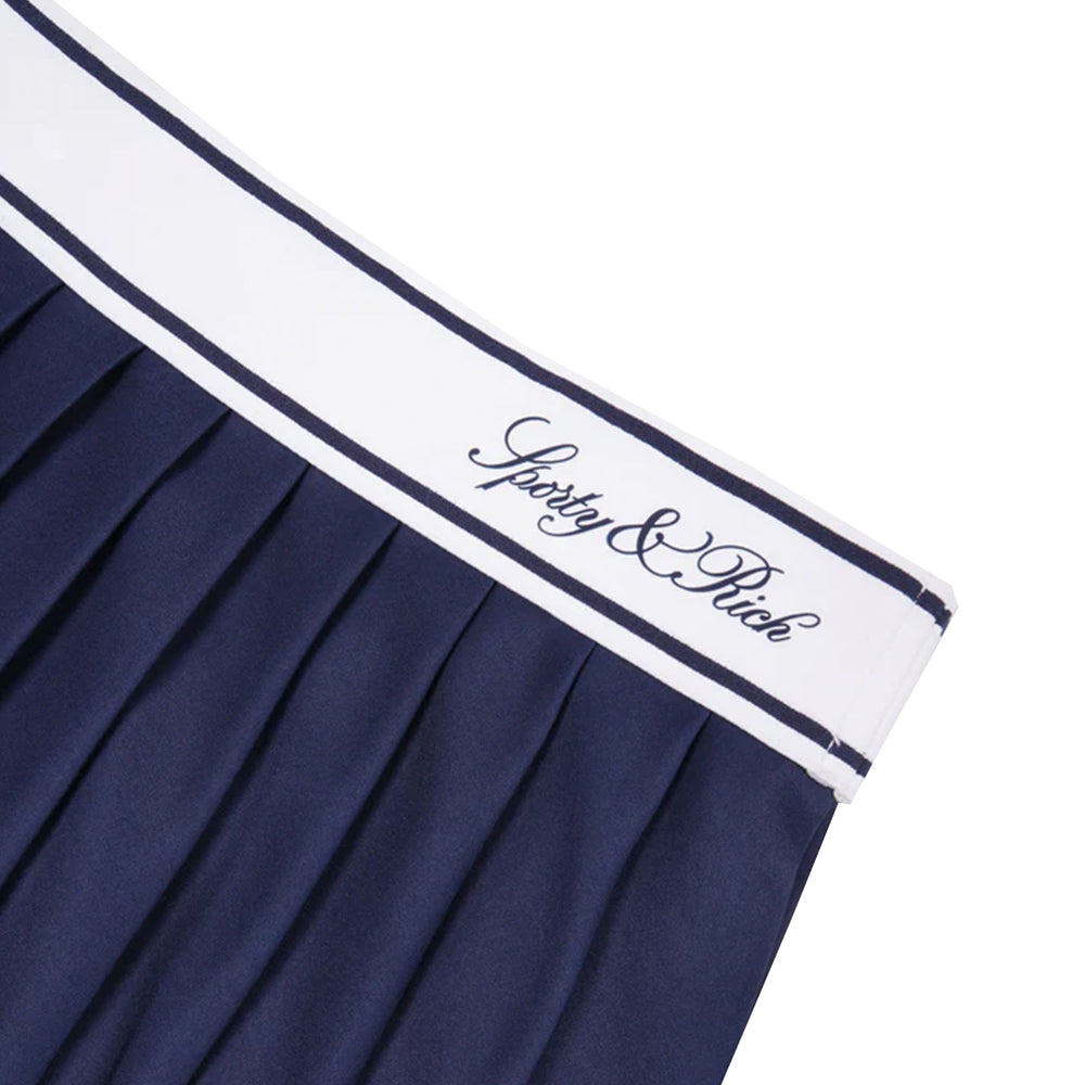 Vendome Script Pleated Skirt Navy