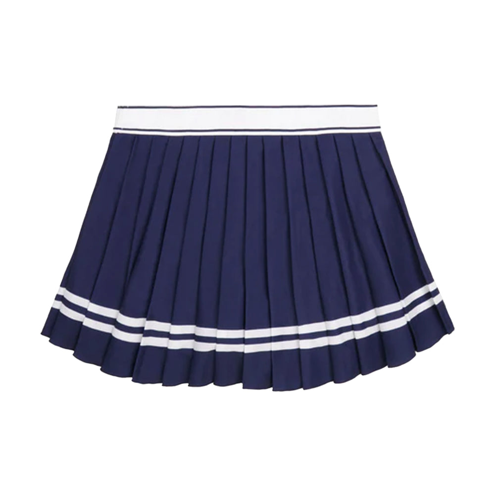 Vendome Script Pleated Skirt Navy