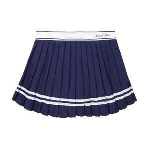 Vendome Script Pleated Skirt Navy